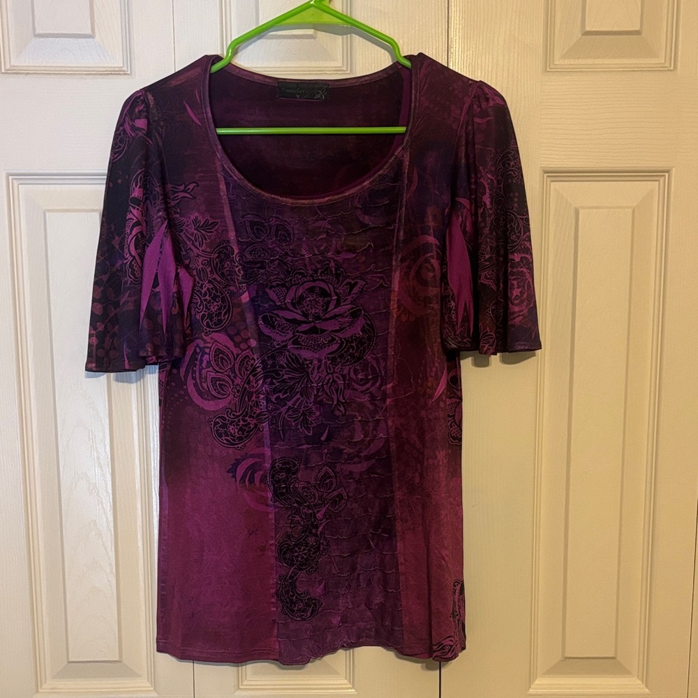 Elegant Purple Floral Women's Top
